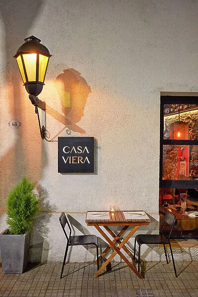 Exterior of the 'Casa Viera' restaurant in the Colonia del Sacramento Historical Cask, Uruguay. Colonia was declared UNESCO World Heritage Site in 1995