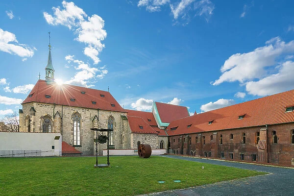 Exterior of Convent of St. Agnes on sunny day, Prague, Bohemia, Czech Republic