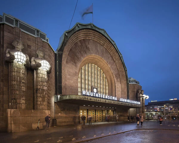 Exterior Facade of Helsinki Central Station, Helsinki, Finland