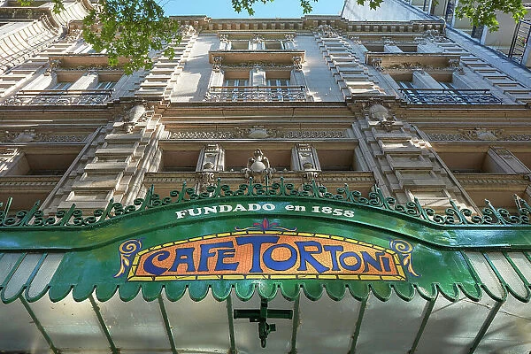 The exterior facade of the Notable Bar 'Cafe Tortoni' on Avenida de Mayo, Monserrat, Buenos Aires, Argentina