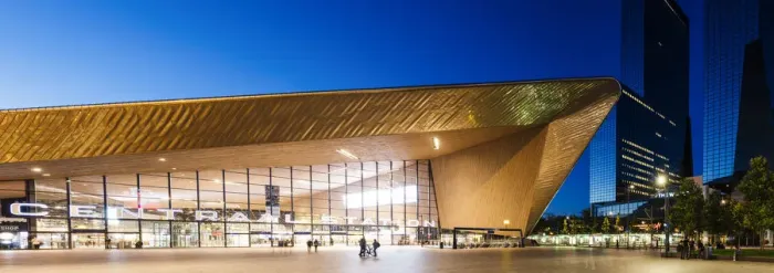 Framed Print : Exterior of Rotterdam Central Station at night, Rotterdam, Netherlands Framed Print : Exterior of Rotterdam Central Station at night, Rotterdam, Netherlands