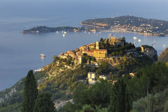 Framed Print : Eze and Saint-Jean-Cap-Ferret, Alpes-Maritimes, Provence-Alpes-Cote d Azur, French Riviera, France