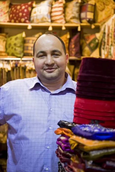 Framed Print : A fabric trader in the Grand Bazaar, Istanbul Framed Print : A fabric trader in the Grand Bazaar, Istanbul