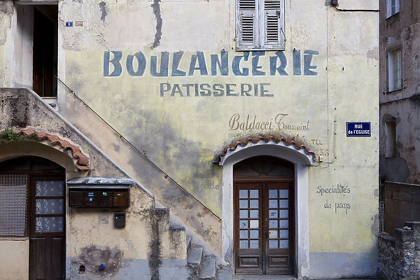 The facade of a bakery in Corte on the island of Corsica in France