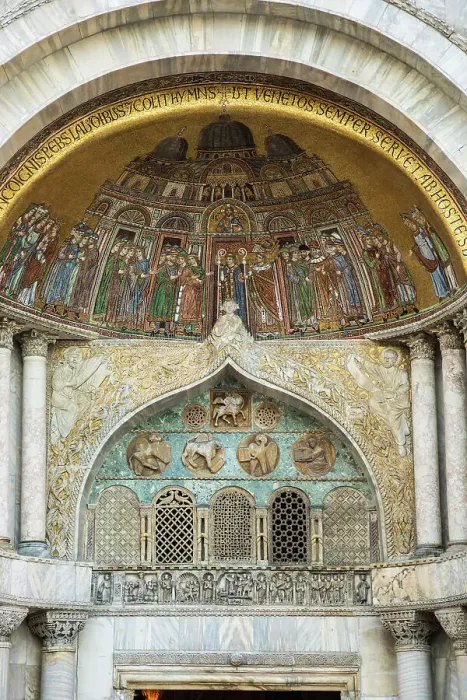 Framed Print : Front facade of the Basilica San Marco, Piazza San Marco (St. Mark's Square), Venice, Veneto, Italy
