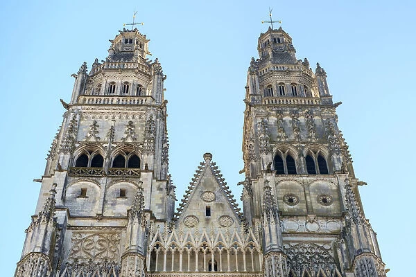 Front facade and bellowers of Cathedrale Saint-Gatien cathedral, Tours