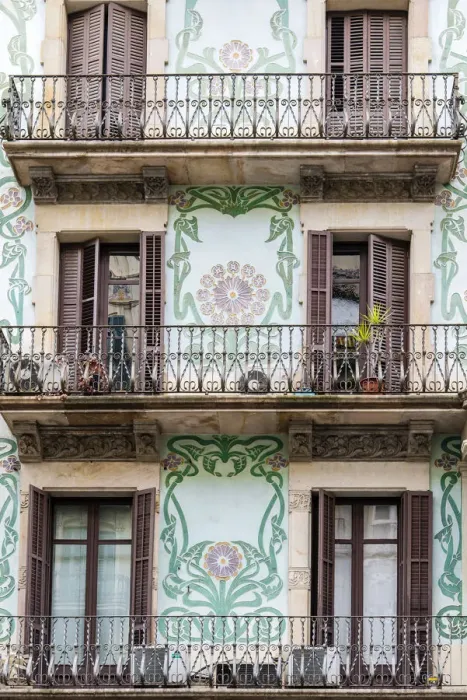 Framed Print : Facade of Casa Jaume Sahis, a modernist building located in the Eixample neighborhood Framed Print : Facade of Casa Jaume Sahis, a modernist building located in the Eixample neighborhood