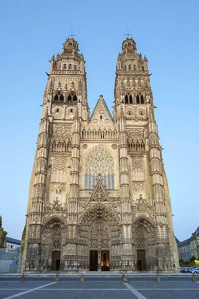 Front facade of Cathedrale Saint-Gatien cathedral, Tours, Indre-et-Loire