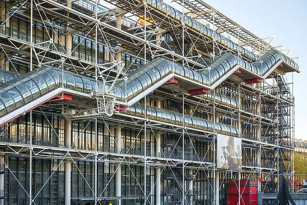 Facade of Centre Georges Pompidou modern art museum, Paris, Ile-de-France
