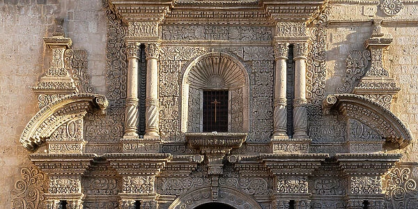 Detail of facade of Church of the Company, UNESCO, Arequipa, Arequipa Province, Arequipa Region, Peru