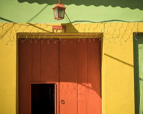 Facade of Colourful Building, Getsemani Barrio, Cartagena, Bolivar Department, Colombia