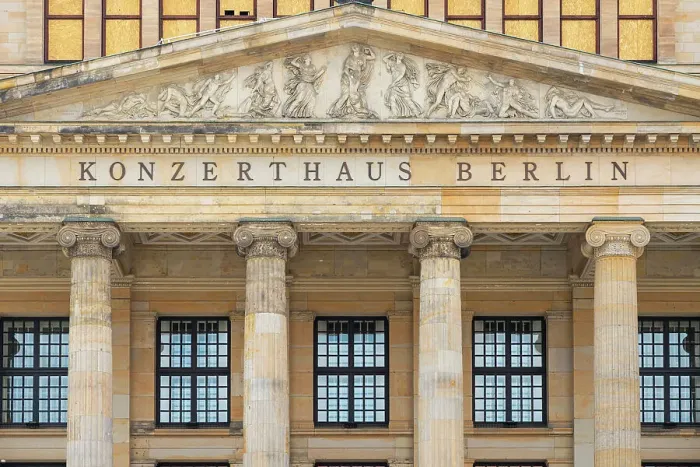 Framed Print : Detail of facade of Konzerthaus Berlin, Gendarmenmarkt square, Mitte, Berlin, Germany