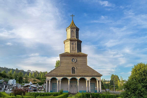 Facade of Nercon Church, Nercon, UNESCO, Chiloe Island, Chiloe Province, Los Lagos Region, Chile