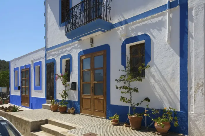 Framed Print : Facade in Sant Miquel de Balansat, Ibiza, Balearic Islands, Spain Framed Print : Facade in Sant Miquel de Balansat, Ibiza, Balearic Islands, Spain