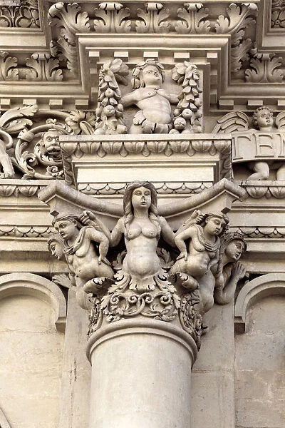 Facade sculpture of Church of the Holy Cross (Chiesa di Santa Croce), Lecce, Apulia