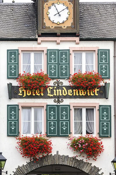 Detail of facade of typical building, Rudesheim, Rhine valley, Hesse, Germany