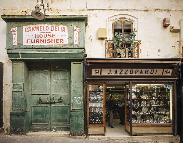 Facades of traditional shops, Valletta, Malta