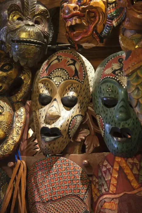 Framed Print : Face masks from Sarawak (Malaysian Borneo), Central Market, China Town, Kuala Lumpur