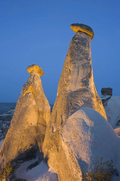 Fairy chimneys known as The Three Beauties, near Goreme, Cappadocia, Turkey