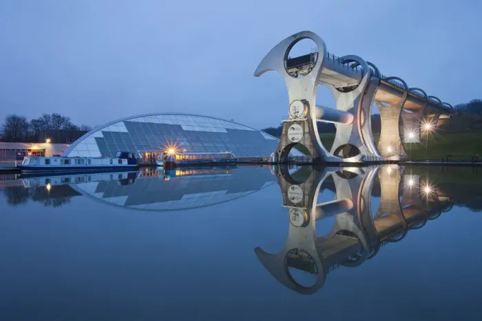 Framed Print : Falkirk Wheel rotating boat lift connecting Forth & Clyde Canal with Union Canal, Falkirk Framed Print : Falkirk Wheel rotating boat lift connecting Forth & Clyde Canal with Union Canal, Falkirk