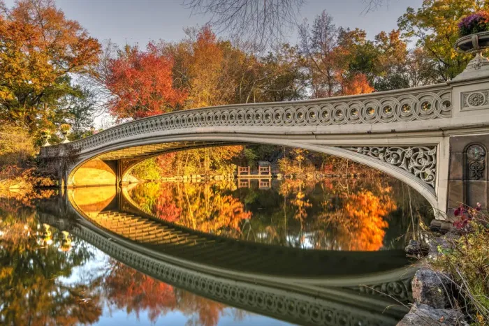 Framed Print : Fall foliage, Bow Bridge, Central Park, Manhattan, New York, USA