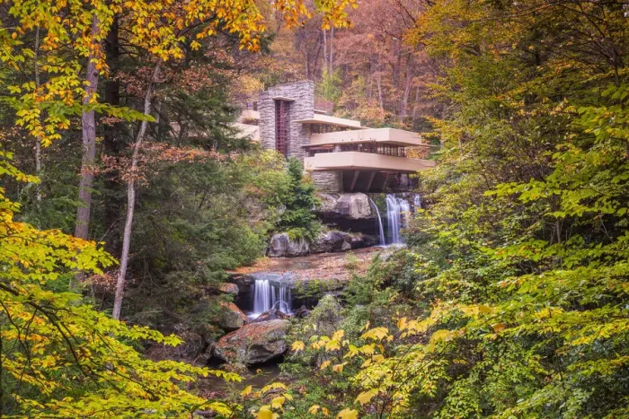 Framed Print : Falling Water in Autumn, Mill Run, Pennsylvania, USA Framed Print : Falling Water in Autumn, Mill Run, Pennsylvania, USA