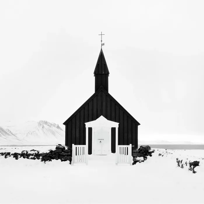 Framed Print : The famous black wooden church at Budir in winter, Snaefellsnes Peninsula, West Iceland Framed Print : The famous black wooden church at Budir in winter, Snaefellsnes Peninsula, West Iceland