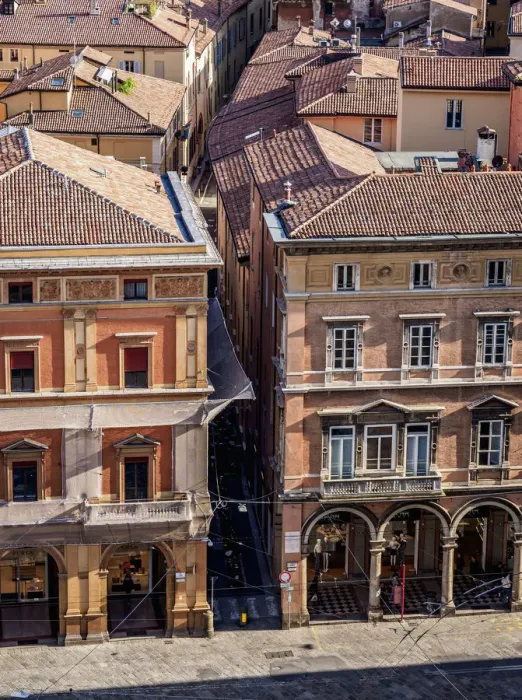 Framed Print : Via Farini, elevated view, Bologna, Emilia-Romagna, Italy Framed Print : Via Farini, elevated view, Bologna, Emilia-Romagna, Italy