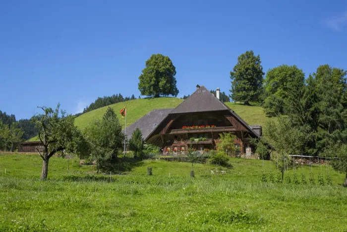 Framed Print : Farmhouse / chalet, Emmental Valley, Berner Oberland, Switzerland Framed Print : Farmhouse / chalet, Emmental Valley, Berner Oberland, Switzerland