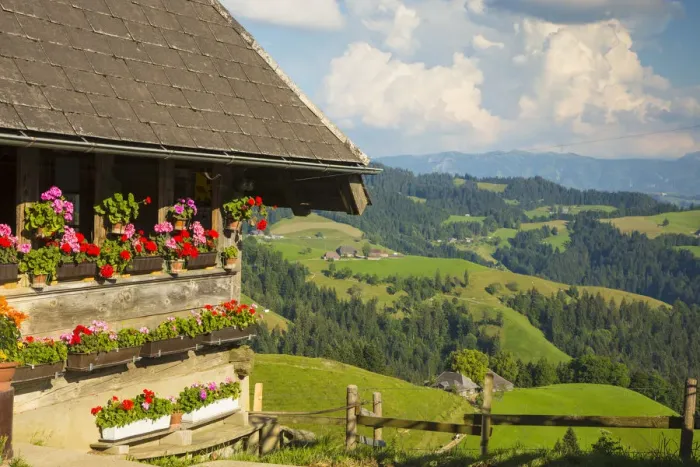 Framed Print : Farmhouse / chalet, Emmental Valley, Berner Oberland, Switzerland Framed Print : Farmhouse / chalet, Emmental Valley, Berner Oberland, Switzerland
