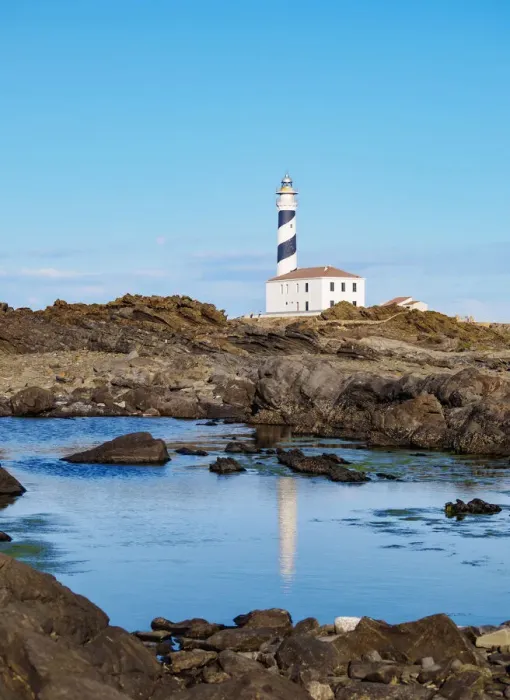 Framed Print : Favaritx Lighthouse at Cap de Favaritx, Menorca or Minorca, Balearic Islands, Spain