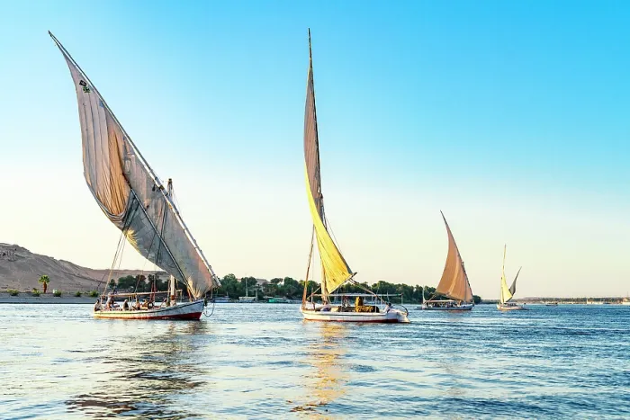 Framed Print : Felucca sail boats on River Nile, Aswan, Egypt Framed Print : Felucca sail boats on River Nile, Aswan, Egypt