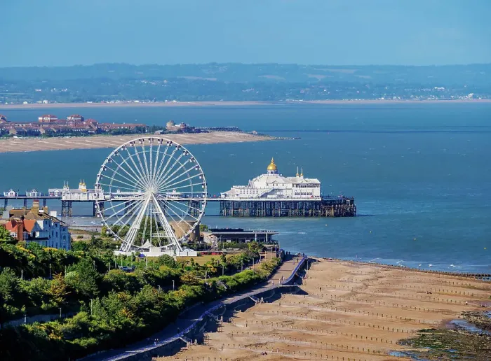 Framed Print : Ferris Wheel and Eastbourne Pier, elevated view, Eastbourne, East Sussex, England, United Kingdom