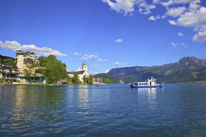 Framed Print : A Ferry Boat on Wolfgangsee Lake, St. Wolfgang, Austria, Europe Framed Print : A Ferry Boat on Wolfgangsee Lake, St. Wolfgang, Austria, Europe