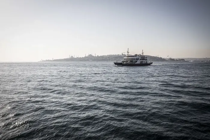 Framed Print : Ferry on the Bosphorus, Istanbul, Turkey