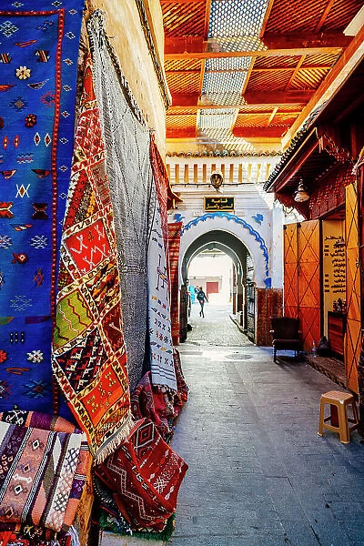 Fez. Morocco. Alley full of colors and carpets
