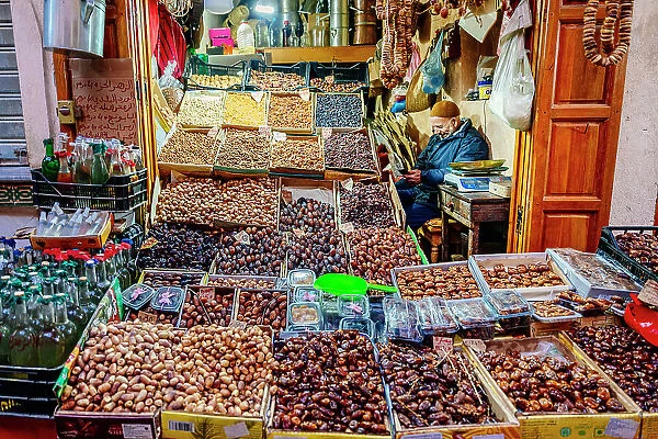 Fez, Morocco. Dried Fruit seller