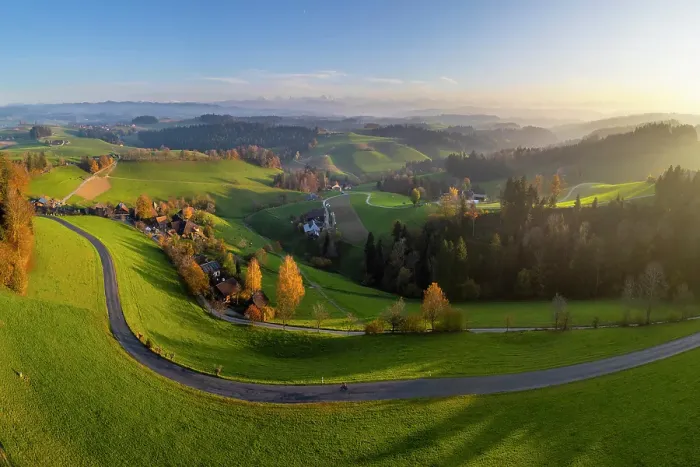 Framed Print : Fields and hills of the Emmental, Berner Oberland, Switzerland Framed Print : Fields and hills of the Emmental, Berner Oberland, Switzerland