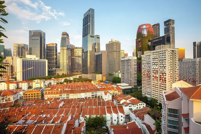 Framed Print : Financial District & China Town, Singapore Framed Print : Financial District & China Town, Singapore