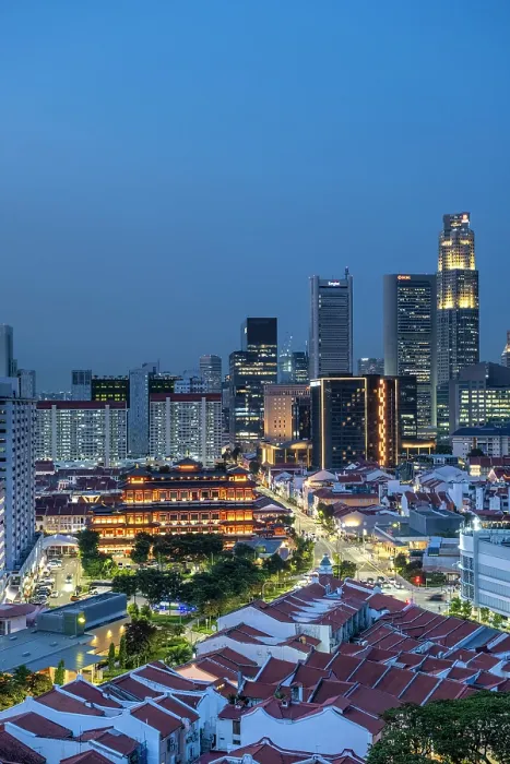 Framed Print : Financial District & China Town, Singapore Framed Print : Financial District & China Town, Singapore