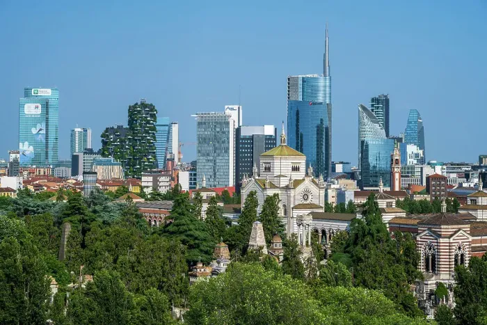 Framed Print : Financial district skyline, Milan, Lombardy, Italy