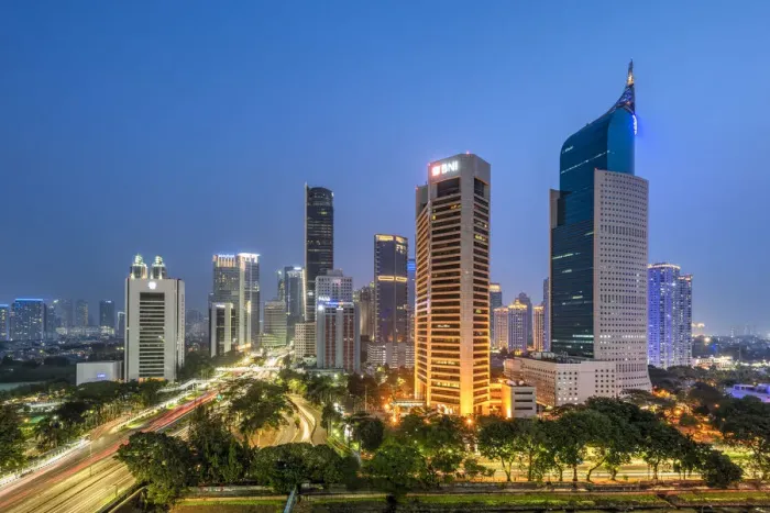 Framed Print : Financial district skyline at night, Jakarta, Java, Indonesia Framed Print : Financial district skyline at night, Jakarta, Java, Indonesia
