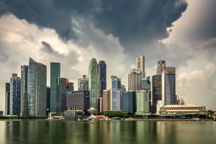 Framed Print : Financial district skyline, Singapore