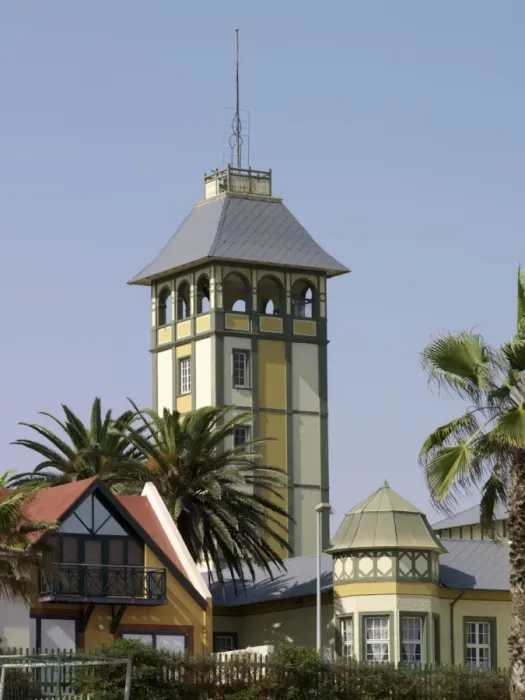 Framed Print : Fine old buildings in Swakopmund depicts the architecture Framed Print : Fine old buildings in Swakopmund depicts the architecture