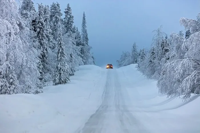Framed Print : Finland, Lapland, snowy road