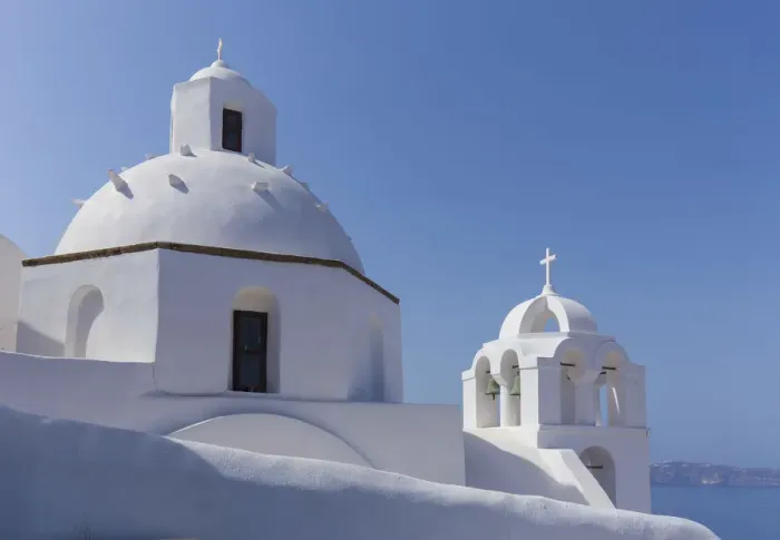 Framed Print : Fira, Santorini (Thira), Cyclades Islands, Greece
