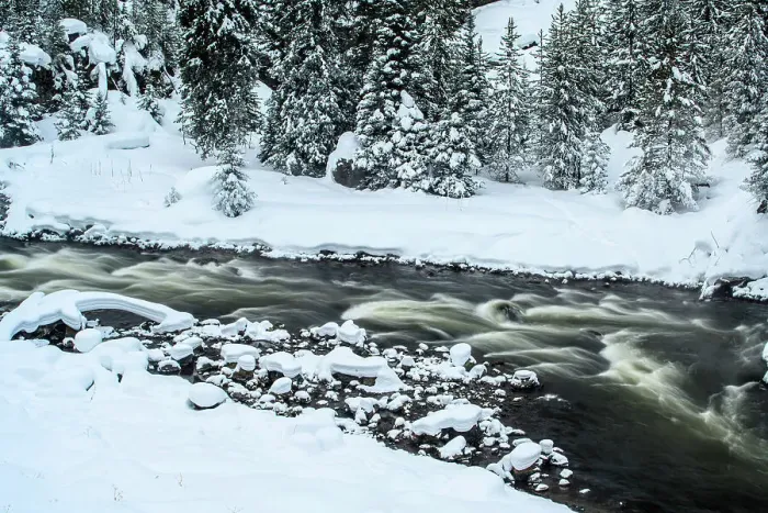 Framed Print : Firehole Canyon with winter snow, Yellowstone National Park, Wyoming, USA Framed Print : Firehole Canyon with winter snow, Yellowstone National Park, Wyoming, USA