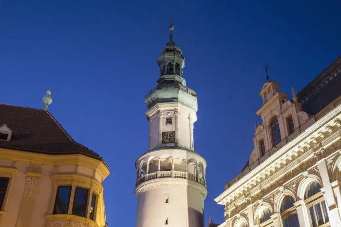 Framed Print : Firewatch Tower in Main Square at dusk, Sopron, Western Transdanubia, Hungary Framed Print : Firewatch Tower in Main Square at dusk, Sopron, Western Transdanubia, Hungary