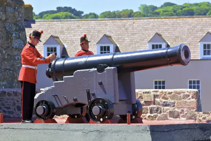 Framed Print : Firing The Noon Day Gun At Castle Cornet, St. Peter Port, Guernsey, Channel Islands Framed Print : Firing The Noon Day Gun At Castle Cornet, St. Peter Port, Guernsey, Channel Islands