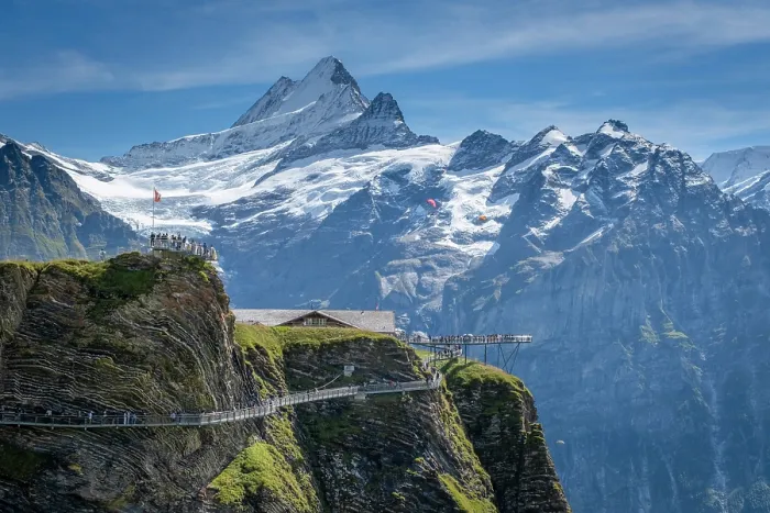 Framed Print : First Cliffwalk by Tissot at Grindelwald First and Schreckhorn, Grindelwald, Berner Oberland, Switzerland Framed Print : First Cliffwalk by Tissot at Grindelwald First and Schreckhorn, Grindelwald, Berner Oberland, Switzerland
